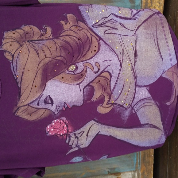 Disney Beauty & The Beast Purple Belle Bling T-Shirt - Small - Picture 2 of 5